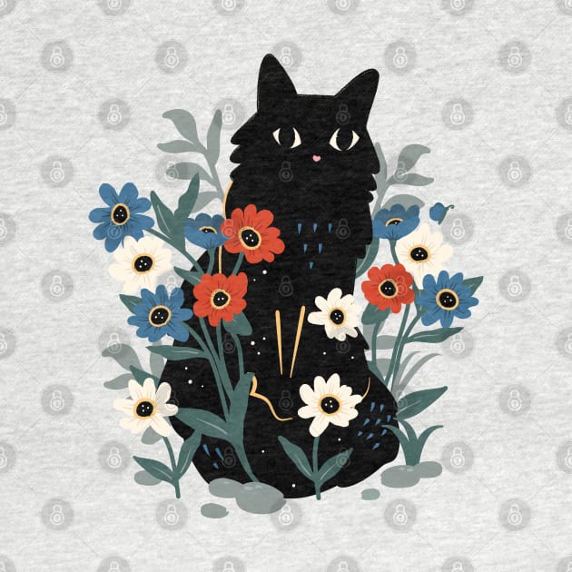 Cute black cat in the garden by crealizable